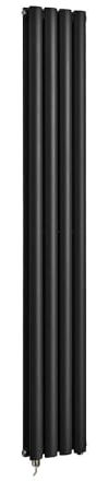 Milano Aruba 1000W Black Vertical Double Oval Panel Electric Radiator - 1600mm x 236mm