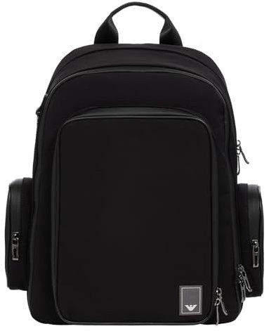 Emporio Armani Herren Eagle Monogramm Rucksack schwarz, Schwarz, One size