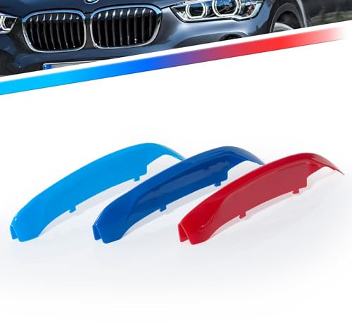 Kidney Grille Insert Clips 3pcs - Car Front Grill Mesh M-Sport Covers, Grille Insert Trims Strips, ABS Snap-on Front Grill Trim for B-M-W F48 F49 X1 2015-2019 (8 Slats)