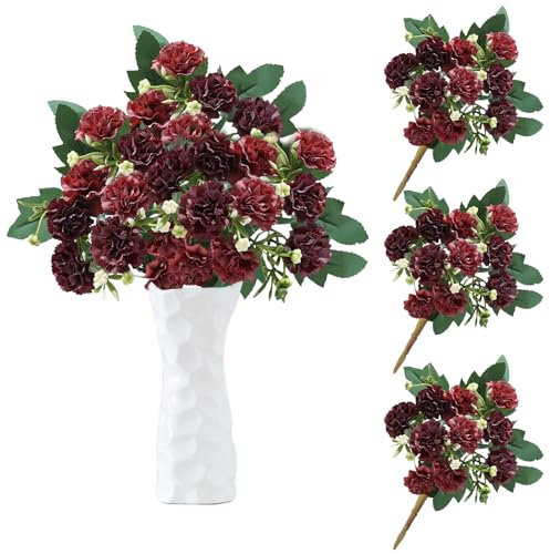 astylishome Bouquet di fiori di compleanno grande garofano bouquet di fiori artificiali in seta sintetica funerale rosso 3815