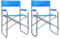 ILLUCIONE Klappbarer Regiestuhl, Regiestühle, 2 Stück, Stahl, blau, Regiestühle, massiver Akazienstahl, Campingstuhl, Regiestuhl, Esszimmerstühle, bequem, langlebig, einfache Lagerung, Transport