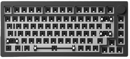 TRyYCB 75 Percent Three Mode Mechanical Keyboard DIY Kit For ANSI ISO Layout Hot Swap RGB Gasket Mount Aluminum Barebones Compatible With V3(ANSI-Black Wired)