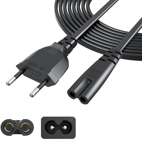 Cavo di Alimentazione 2 Poli 3m Cavo Alimentazione C7 Spina Euro Power Cable per PS5 PS4, PS4 Slim PS3, Xbox One S/X, Xbox Serie X/S, TV Monitor Samsung LG Philips Sony Sharp TCL, Stampante HP ecc