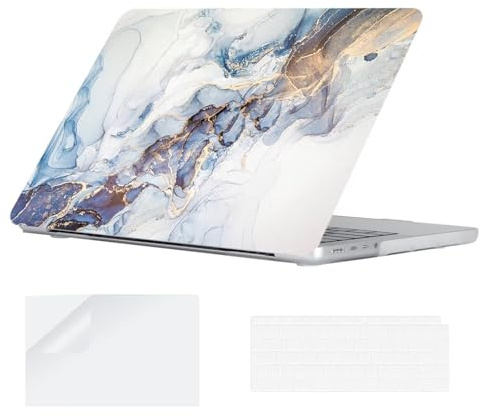 YOPAS Coque Compatible avec MacBook Pro M4 14 Pouces 2024 A3112 2023-2021 M3 M2 M1 A3185 A3401 A2918 A2992 A2779 A2442 Pro/Max, Housse MacBook Pro 14&Couverture de Clavier, Le marbre B