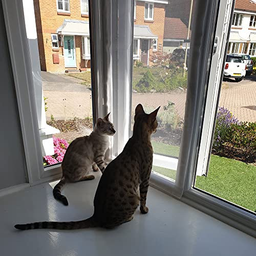 Flat Cats Window Protection for Cats Standard THREE Pack (White Mesh/White Fixings, 32 x 42)