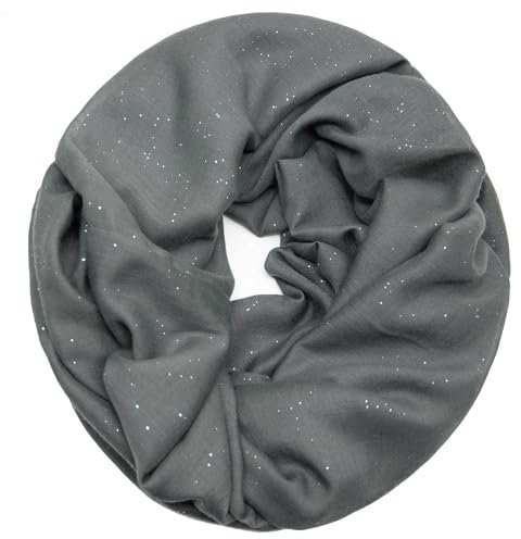 Glamexx24 Loop Schal Damen Schlauchschal Glitzer Unifarbener Rundschal Halstuch für Frühling, Sommer, Herbst, Winter