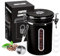 1800ML Coffee Canister with Window, Airtight Stainless Steel Kitchen Food Storage Container, Date Tracker and Scoop for Grounds Coffee Bar Accessories, Beans, Tea, Flour, Cereal, Sugar, 22OZ, Black