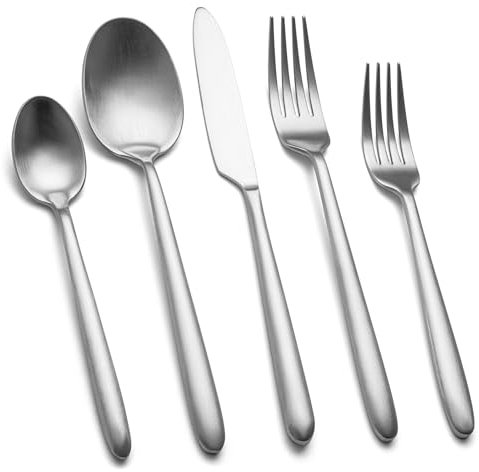 30-teiliges Schweres Besteck Set 6 Personen, EIUBUIE Elegantes Besteck Matt, Hochwertiges Geschmiedetes Edelstahl Besteckset, Spülmaschinenfest Essbesteck Set mit Messer Gabel Löffel