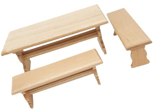 Abaodam Puppenhaus Miniaturmöbel Maßstab 1:12 Mini Tisch Bank Set Jungen und Mädchen Spielzeug Pflegende Puppenhaus Requisiten