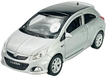 Welly Modell Auto Kompatibel mit Opel Corsa OPC D Silber 3 TÜrer ca 1/34-1/39 Metal Modell Auto Die Cast Neu im Kasten