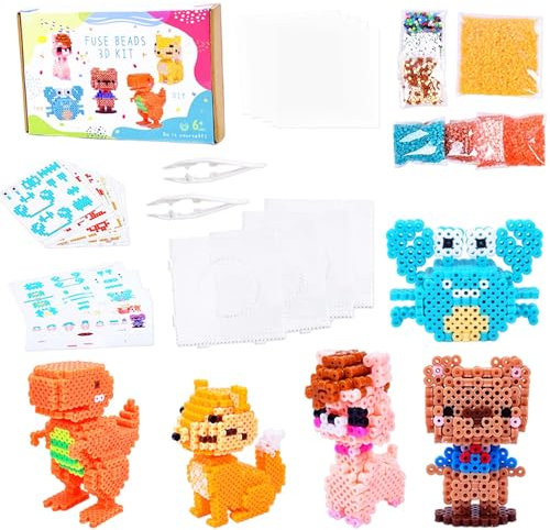 Wenosda Bügelperlen Set für Kinder - 5MM große Sicherheitsperlen in 16 bunten Farben, inkl. Steckplatte, Bügelpapier, Pinzette pädagogisches DIY-Bastelset für Kinder ab 3 Jahren kreative Familienzeit