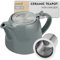 posud Teapot with Infuser – Ceramic Teapot with Strainer for 2 Cups – 550ml Small Tea Pot Infuser for Loose Tea – Stump Tea Pot with Filter for Two (Grey)