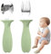 Ancsttu Posate Per Bambini - Set Posate In Silicone e Acciaio Inox Per Prima Infanzia,Posate in Acciaio Inossidabile per Alimenti con Impugnatura in Silicone, Ideali per Casa e Viaggi