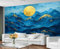 GIVLWF Papier peint Montagne, papier peint autocollant 3D Montagnes bleu roi pour salon, papier peint mural 3D pour chambre à coucher, peinture murale vintage, paysage grand papier peint et décoration