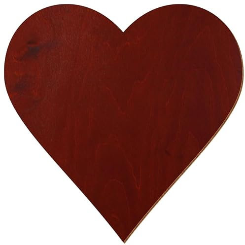 Lot de 10 cœurs en bois de cerisier laqué des deux côtés - 3 à 50 cm - En contreplaqué de bouleau de 3 mm - Disponible individuellement ou en lot - Dimensions : 22 cm