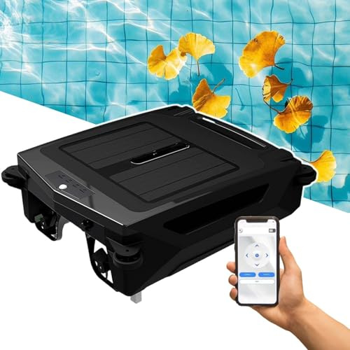 HCAUYNN Robot Nettoyeur De Piscine Flottant à Vitesse RéGlable, Aspirateur De Piscine Hors Sol sans Fil Et Rechargeable par Application, éCumeur De Feuilles Solaire