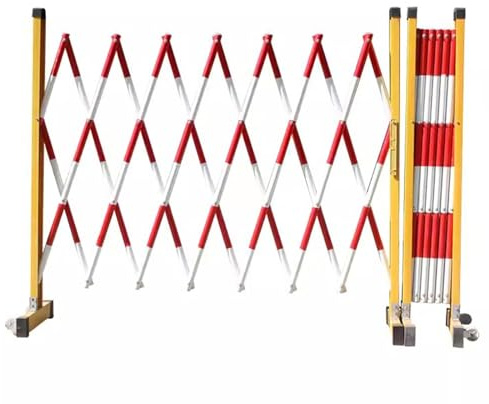 MSHGSKU Barrera de tráfico Ajustable, Puerta de Seguridad metálica Extensible, Valla de Seguridad Plegable con Ruedas, 1,2 x 2 Metros, roja, Barrera de Control de tráfico Flexible, Uso Ind