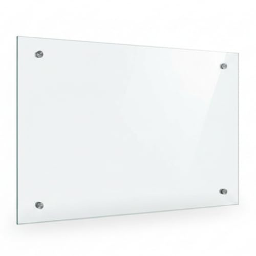 Mucola Küchenrückwand Glas Spritzschutz 6 mm ESG Sicherheitsglas 80x50 cm | Alternative zum Fliesenspiegel, transparent und gehärtet, schlagfest, temperaturbeständig, pflegeleicht, inkl. Wandhalterung
