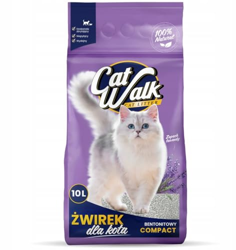 CatWalk Lavendel Katzenstreu | 10L - Einzelpack | 100% Bentonit, klumpend, Geruchskontrolle, Frischer Lavendelduft, hohe Saugkraft|