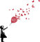 1art1 Dekoration Mädchen, Luftballon Und Schmetterlinge, Banksy-Style Wand-Tattoo | Deko Wandaufkleber für Wohnzimmer Kinderzimmer Küche Bad Flur | Wandsticker für Tür Wand Möbel/Schrank 50x40 cm