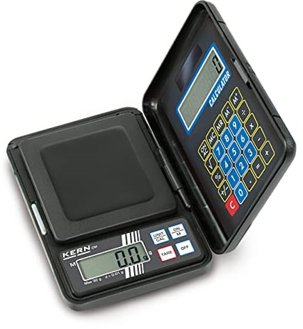 KERN Taschenwaage CM 1K1N (Wägebereich max. 1000 g, Ablesbarkeit 1 g, mit integriertem Taschenrechner, inkl. Batterien)