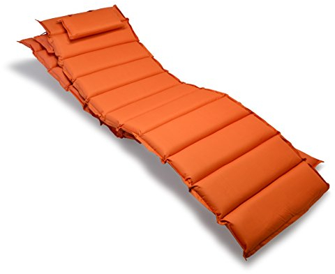 Nexos Divero Liegenauflage – 2er Set Auflage Polster für Sonnenliege Gartenliege Holzliege Saunaliege mit Kopfkissen – bequem hochwertig robust – orange