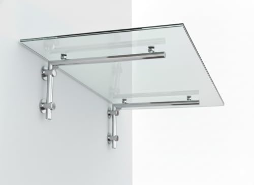 Glaszentrum Hagen - Glasvordach Vordach Pavillion Türvordach Markise Haustürvordach VSG-Glas inkl. Edelstahlhalter (Typ - L, 150x90cm)
