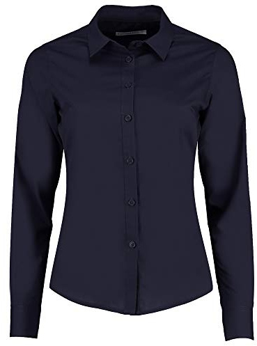 Kustom Kit Womens Long Sleeve Tailored Poplin Business Shirt - Dark Navy, Size 18