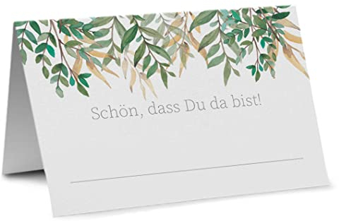 Partycards Tischkarten Geburtstag Hochzeit - 50 Stück, Format A7, Bereits Genutet, Einfach Zu Beschriften, Blumenmotiv, Tischdeko, Platzkarten Geburtstag Hochzeit. Tischkarten Hochzeit