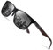 DUCO Herren Polarisierte Sonnenbrille mit Rechteckig Metallrahmen und Kohlefaser Brille Beine UV400 CAT 3 8206 (Rot Rahmen Schwarz Linse)