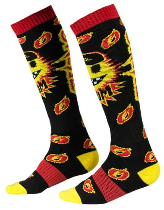 O'NEAL | Mountainbike Motocross Socken | MTB Downhill Freeride | Schweißabsorbierend, Verstärkter Fersen & Sohlenbereich | Pro MX Sock BOOM | Unisex | Erwachsene | Schwarz Gelb | One Size