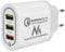 Maclean MCE479 QC 3.0 Cargador USB Universal 3xUSB Adaptador de Carga Fuente de Alimentación Adaptador 1x Carga Rápida 3.6-6V / 3A 6-9V / 2A 9-12V / 1.5 2X 5V / 2.1A (Blanco)