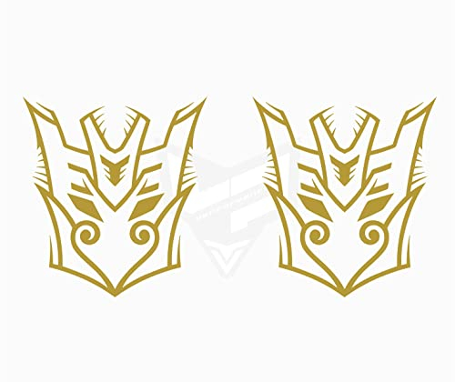 2 Stück Aufkleber Transformers, Aufkleber Decepticons, verschiedene Größen zur Auswahl. Dekorative Aufkleber (Gold, 10 x 9,1 cm)