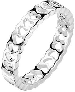 Paula & Fritz® Ring Damen Bandring Herzen Gold 316L Chirurgenstahl Größe 54 (17,2) 3,8-mm breit Damen-Ring Herren-Ring Partner-Ring Verlobungs-Ring