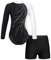 FEESHOW Kinder Gymnastikanzug Mädchen Gymnastik Body Gymnastik Shorts Set Ballett Turntrikot Athletic Wettkampf Tanzoutfit Weiß 134-140/9-10 Jahre