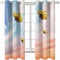 BOVZOX Fenster Vorhang Schlaufen-Vorhang 2 Stück x 110 B x 215cm H Gelb&Flugzeug Dekorative Gardine Schlaufenschal Fenster-Schal