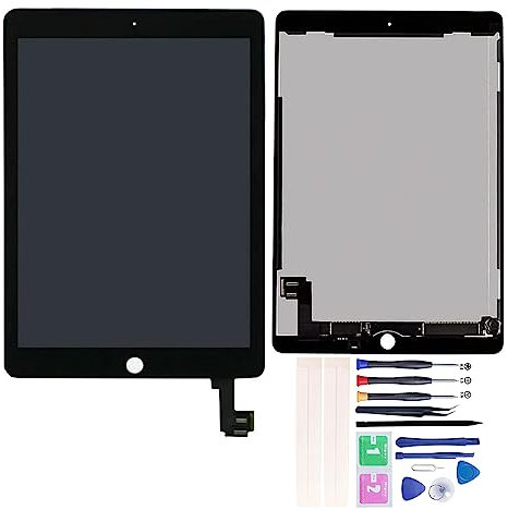 JayTong Display Ersatz für i-pad Air 2 ipad 6 2014 A1566 A1567 LCD D'affichage + Écran Tactile Verre Assemblé + Outils (Schwarz)