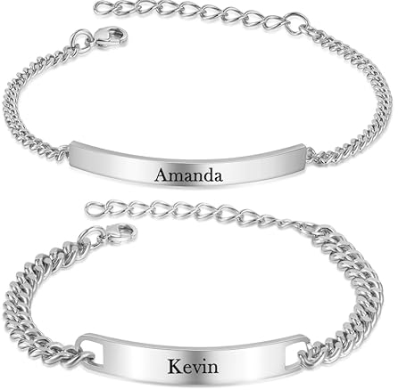 lorajewel Partnerarmbänder mit Gravur Foto Projektion Armband Magnetische Paar Armband Personalisiertes Pärchen Armband Freundschaftsarmband Leder Edelstahl Geschenk (Name-1)