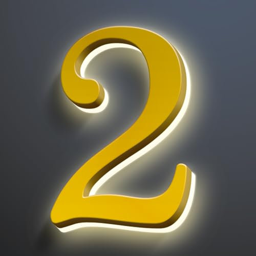 Numeri Civici Retroilluminati A LED, Impermeabili, Oro, Acciaio Inossidabile, Numero Civico Illuminato A LED, Numeri Civici Illuminati Per Esterni, Numeri Civici Moderni