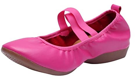 Women's Flat Shoes Ballet Flats, Ballerina Dance Shoes, Ladies Summer Walking Shoes, Dance Ballroom Prom Shoes, Flossy Shoes Ladies, Casual Wide Fitting Adult Vintage Shoes for Women Wedding Hot Pink