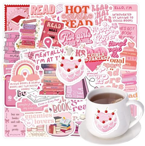 Bookworm-Aufkleber – Ästhetische Lese-Aufkleber, Bookish Aufkleber-Set | Ästhetische Scrapbooking-Aufkleber, ästhetische Aufkleber, wasserfestes Vinyl