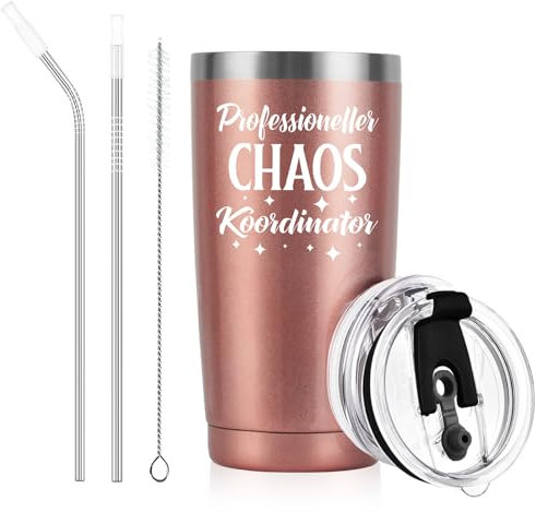 Livole Geschenke für Frauen, Chefin, Kollegin, Mama, Chefin Geschenk Weihnachten, Professioneller Chaos Koordinator Kaffee Tasse, Lustige Geschenk Frau, 20oz Edelstahl Weinbecher, 600ML Thermobecher