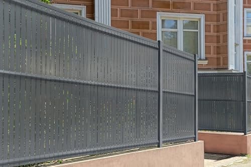 CASANOOV – Kit de lamelles occultantes PVC rigide CINTO L.2m x H.150cm – Gris anthracite RAL7016 – 38 clips inclus – Brise-vue durable pour clôture rigide – Pose facile et protection anti-UV