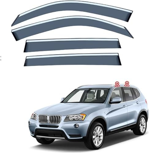 XSYing 4 Stück Windabweiser für BMW X3 F25 2011-2017, vordere und hintere Windabweiser Sonnenblenden Regenabweiser