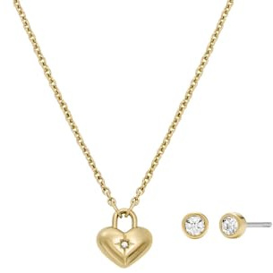 FOSSIL Women's Stainless Steel with lobster clasp closure pendant necklace and earring set