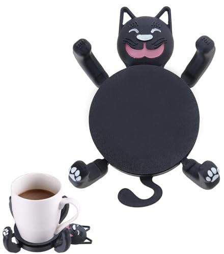 Cute Cat Coasters That Hold the Cup, 3D Print Cat Coaster with Moving Legs, Creative Animals Mug Holder, Home Coffee Table Decor, Heat Resistant Coaster for Coffee Beer Home Bar for Friends Pet Lovers