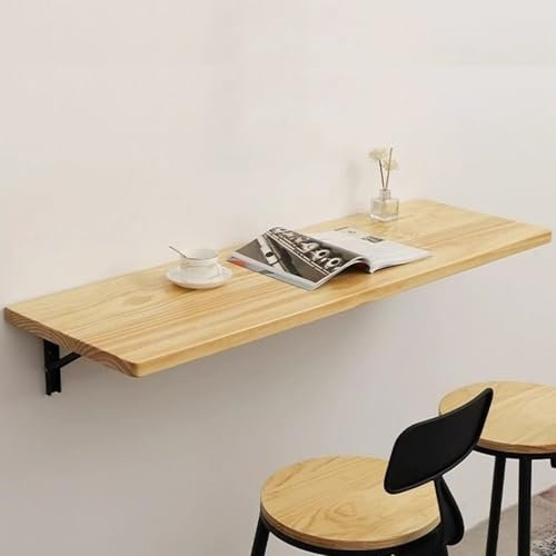 Faltbarer Wandschreibtisch, platzsparender Küchentisch, 120 x 40 cm, zusammenklappbarer Esstisch, Massivholz, erweiterbarer Bartisch, vielseitiger Wandtisch, für Home Office