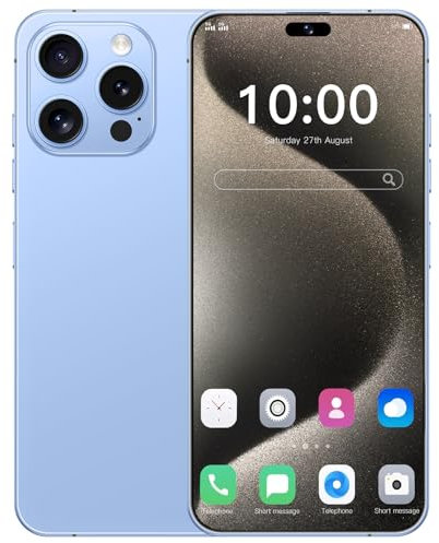 I16 PROMAX, Android 14 4GB, Smartphone Con Schermo AMOLED Ad Alta Definizione Da 6,6 Pollici, Batteria Da 4500mAh, Riconoscimento Facciale ， 5G (Blu chiaro,256)