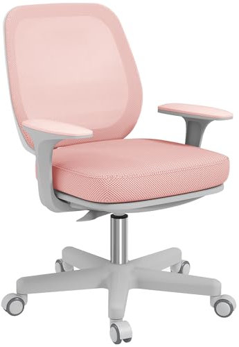 Vinsetto Fauteuil de Bureau, Chaise de Bureau Ergonomique en Maille avec Hauteur réglable, pivotante 360° et Dossier Moyen, pour Chambre, télétravail, Charge 120 Kg, Rose