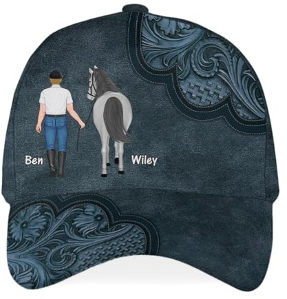 Geschenke Mall Personalisiert Cap - Frau Und Pferd - Cap personalisiert Herren, Tennis Kappe Damen, Personalisierte Kappe